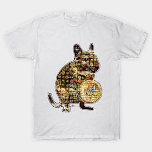 Degu Desert Mouse Rat with Flowers Mosaic Design T-Shirt